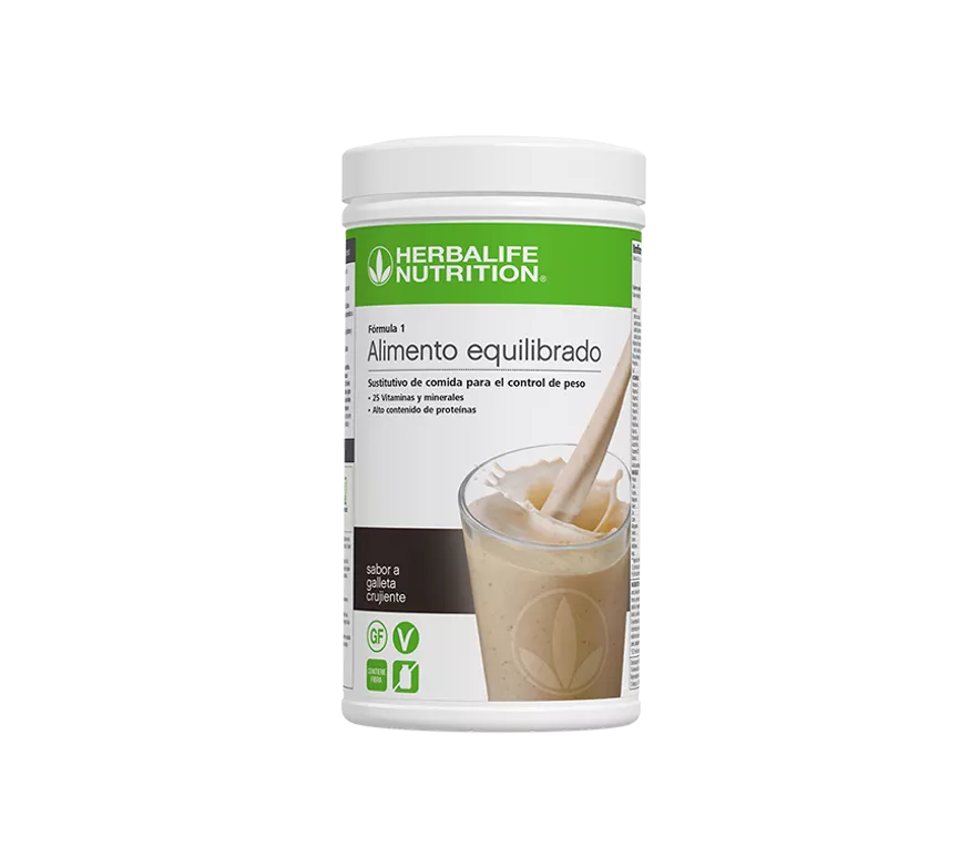 Envase de batido Herbalife Fórmula 1 sabor galleta crujiente
