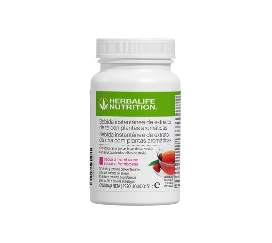 envase de bebida instantánea Herbalife sabor frambuesa de 51 gramos