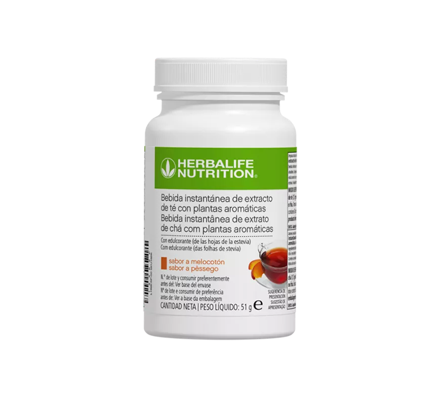 envase de bebida instantánea Herbalife sabor melocotón de 51 gramos