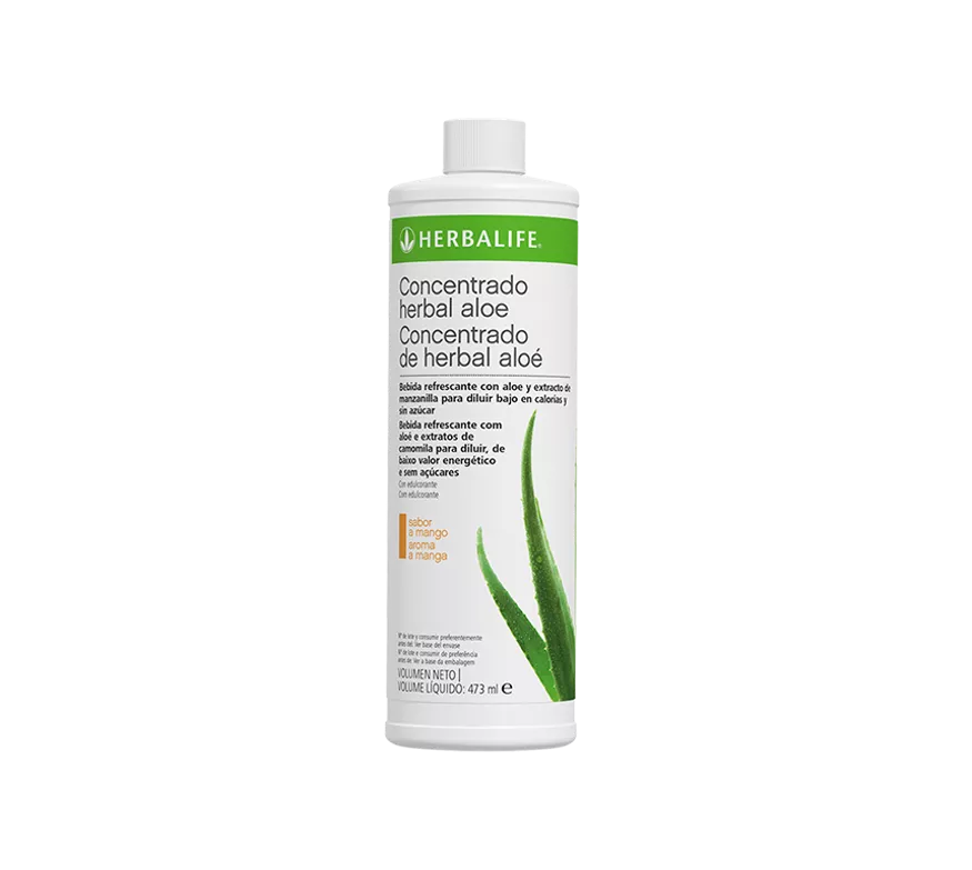 botella de concentrado Herbal Aloe Herbalife sabor mango de 473 ml
