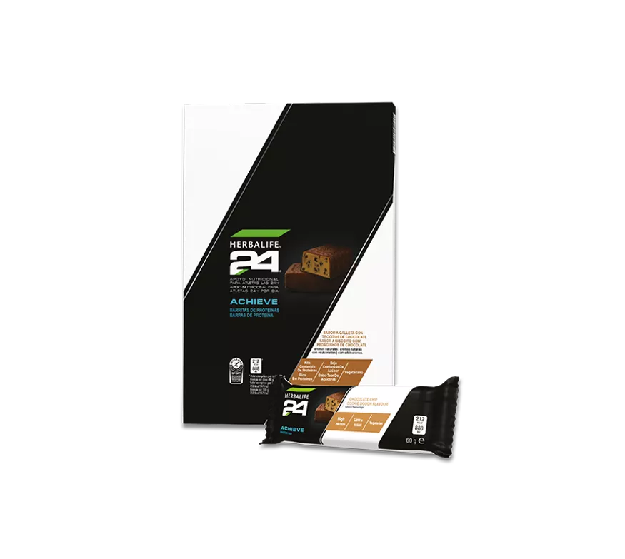 Barra de proteína Herbalife24 Achieve sabor cookie dough con chips de chocolate.