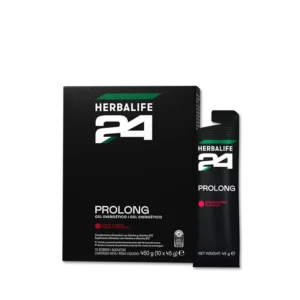 Gel energético Herbalife24 Prolong sabor fresa en caja y sobre individual.