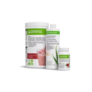 Pack desayuno saludable Herbalife con batido Fórmula 1 sabor delicia de fresa, té instantáneo y concentrado de aloe.