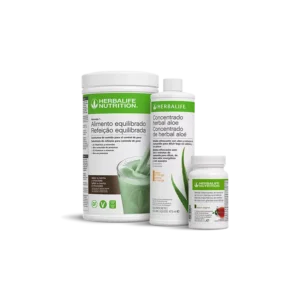 Pack desayuno saludable Herbalife con batido Fórmula 1 sabor menta y chocolate, té instantáneo y concentrado de aloe.