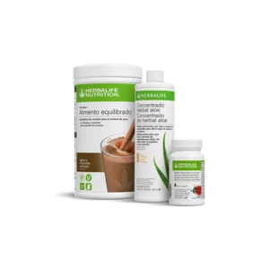 pack desayuno saludable herbalife sabor chocolate cremoso con fórmula 1, aloe y té concentrado