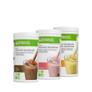 Pack de 3 Batidos Fórmula 1 Herbalife Nutrition: Sabor Chocolate Cremoso, Frambuesa y Chocolate Blanco (Sin Soja/Gluten) y Crema de Vainilla.