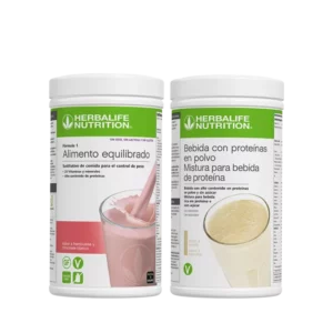 Pack Herbalife F1 + PDM: Batido Fórmula 1 sabor Frambuesa y Chocolate Blanco (Sin Alérgenos) y Bebida con Proteínas en Polvo (PDM) sabor Vainilla.