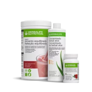 Pack Desayuno Herbalife Aloe Mango: Batido F1 Delicia de Fresa y Té.